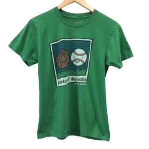 Stupid Factory T Shirt Mens Small Green Photo Of My Balls Baseball Basketball